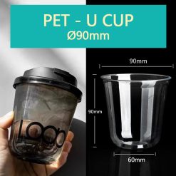 Ø90mm PP Disposable Plastic U Cups — Transparent Cups for Bubble Tea, Ice Cream, and Coffee
