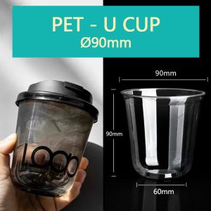 Ø90mm PP Disposable Plastic U Cups — Transparent Cups for Bubble Tea, Ice Cream, and Coffee